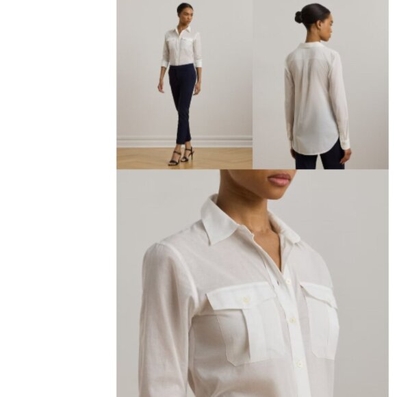 Ralph Lauren Denim  -  Classic Fit Cotton Voile Shirt - M - Picture 2 of 6